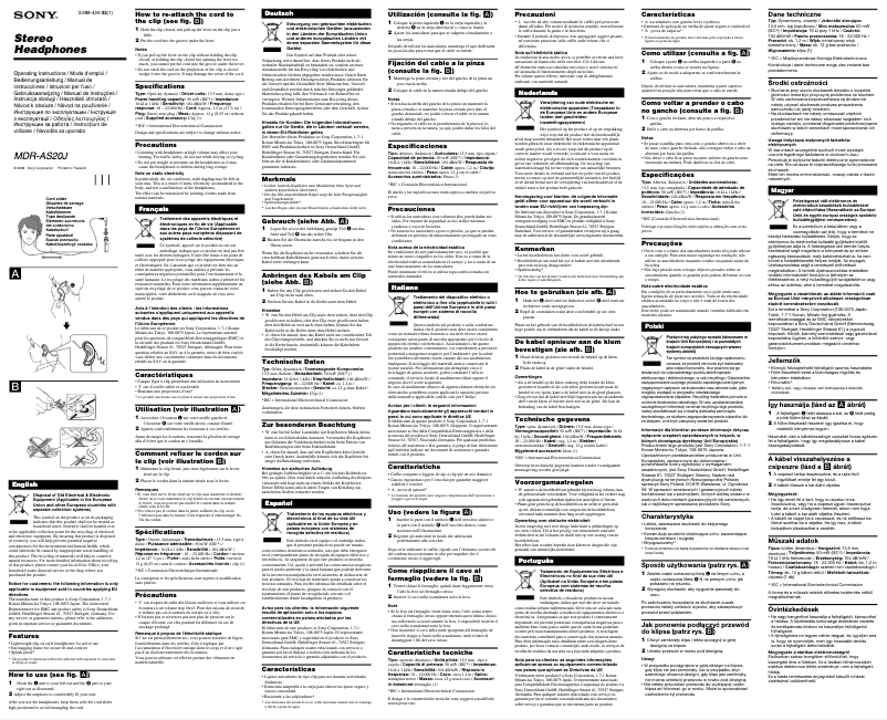 Página 1 del manual Manual de usuario Sony MDR-AS20J