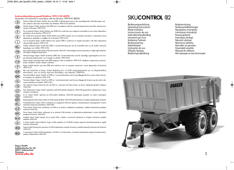 Image de la première page du manuel de l'appareil Tandem trailer