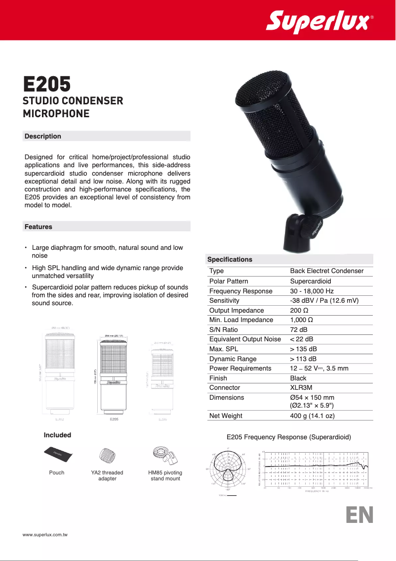 Image de la première page du manuel de l'appareil E205
