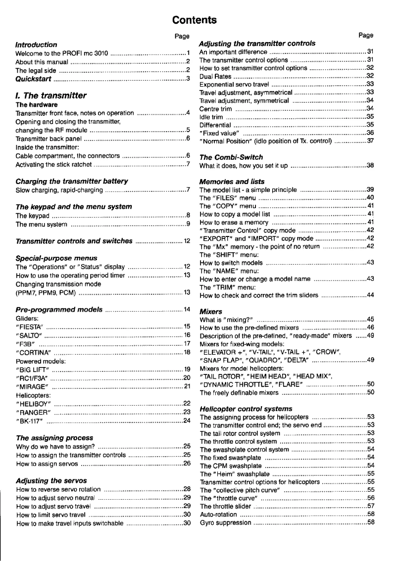 Page 1 de la notice Manuel utilisateur Multiplex PROFI mc 3010