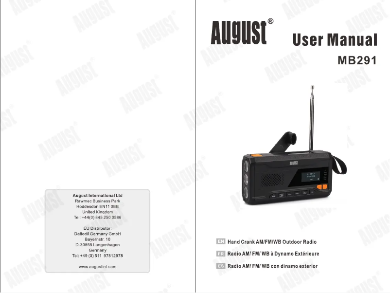 First page image of the manual for MB291B=