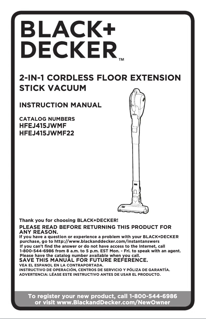 Page 1 de la notice Manuel utilisateur Black & Decker HFEJ415JWMF22