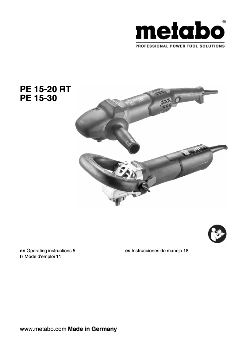 Page 1 de la notice Manuel utilisateur Metabo PE 15-20 RT