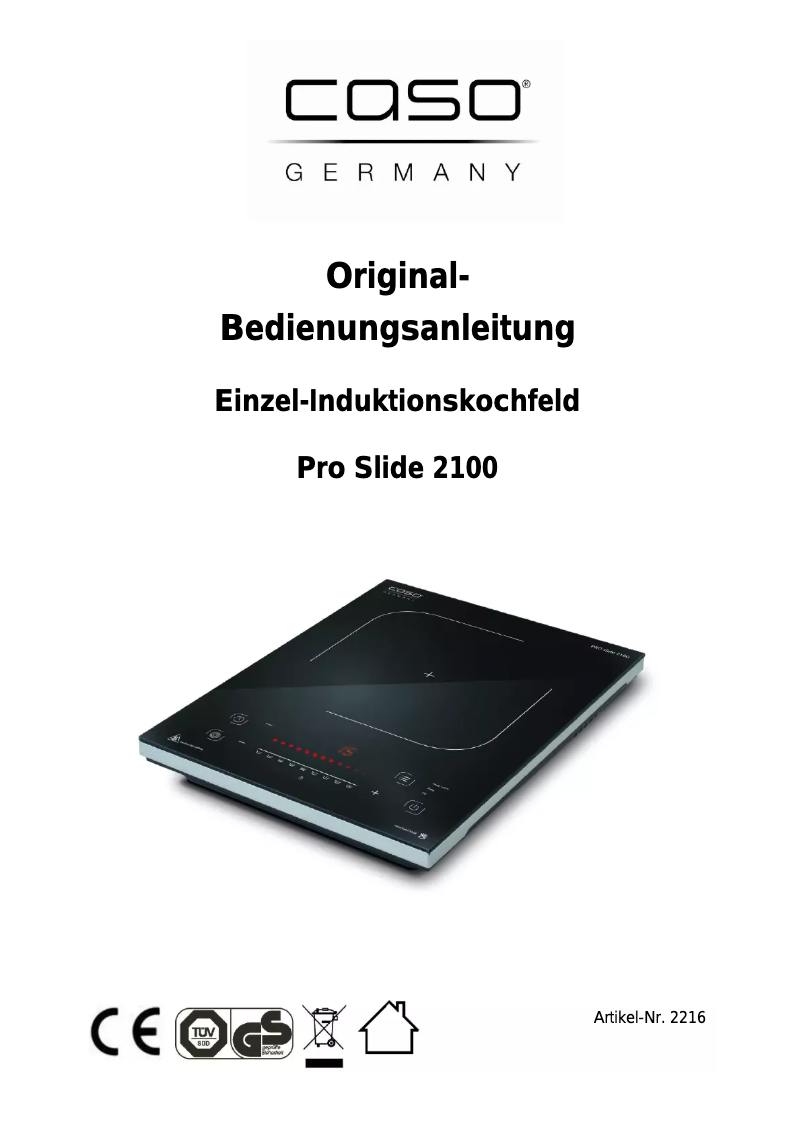 Page 1 de la notice Manuel utilisateur Caso Pro Slide 2100