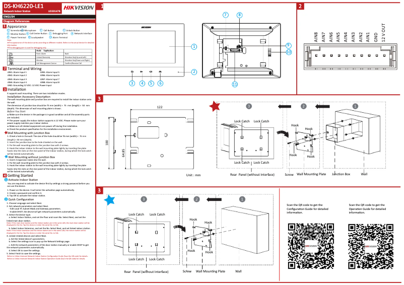 Page n°1 - Guide de démarrage rapide Hikvision DS-KH6220-LE1