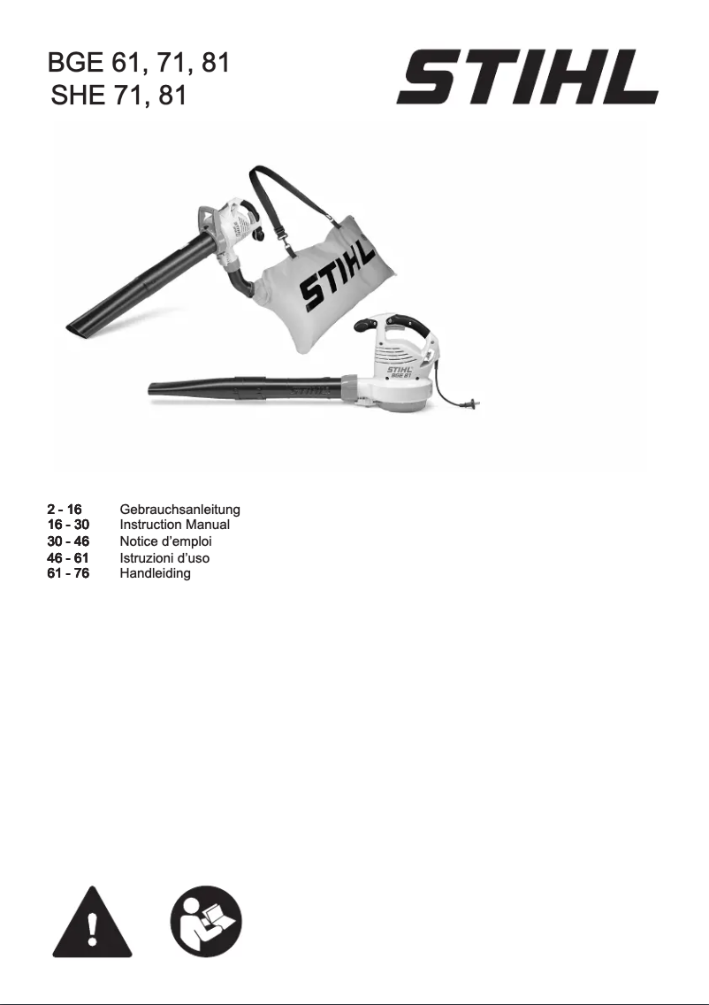 Page n°1 - Manuel utilisateur Stihl BGE 71