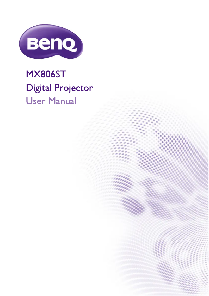Page n°1 - Manuel utilisateur BenQ MX806ST