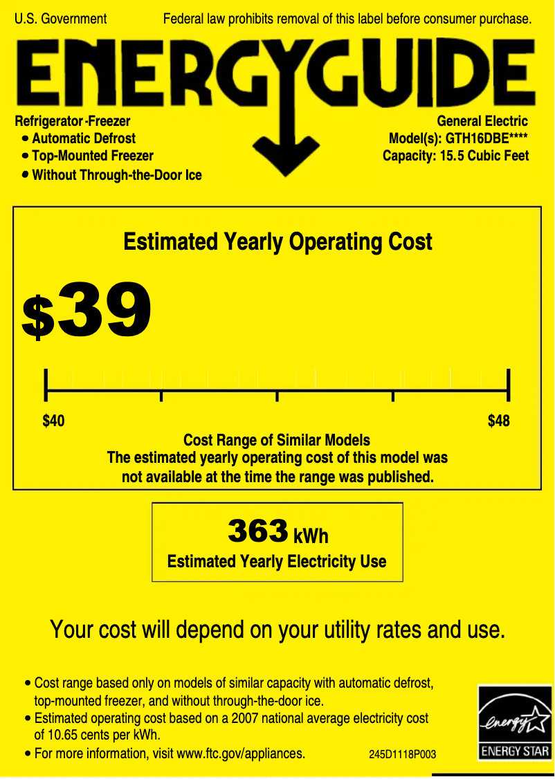 Imagen de la primera página del manual del dispositivo GTH16DBELWW