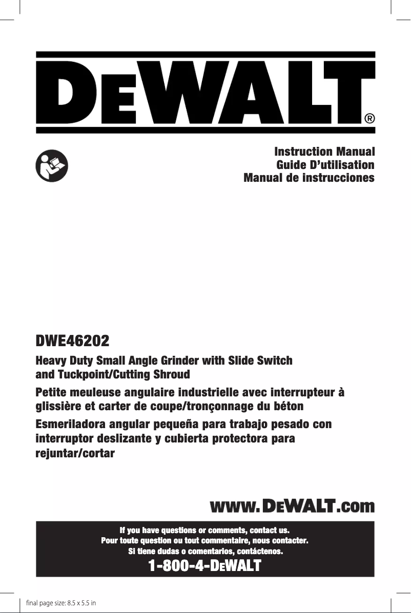 Page n°1 - Manuel utilisateur DeWalt DWE46202