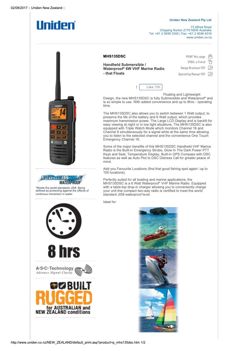 Image de la première page du manuel de l'appareil MHS135DSC