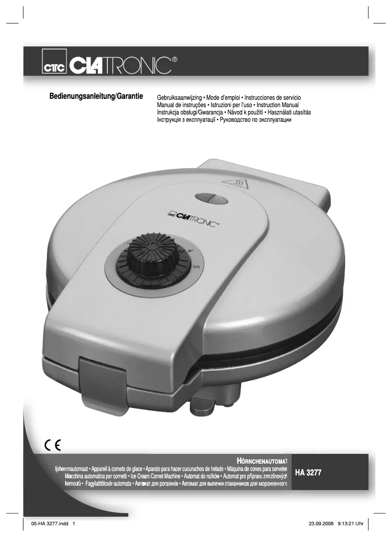 Page 1 de la notice Manuel utilisateur Clatronic HA 3277