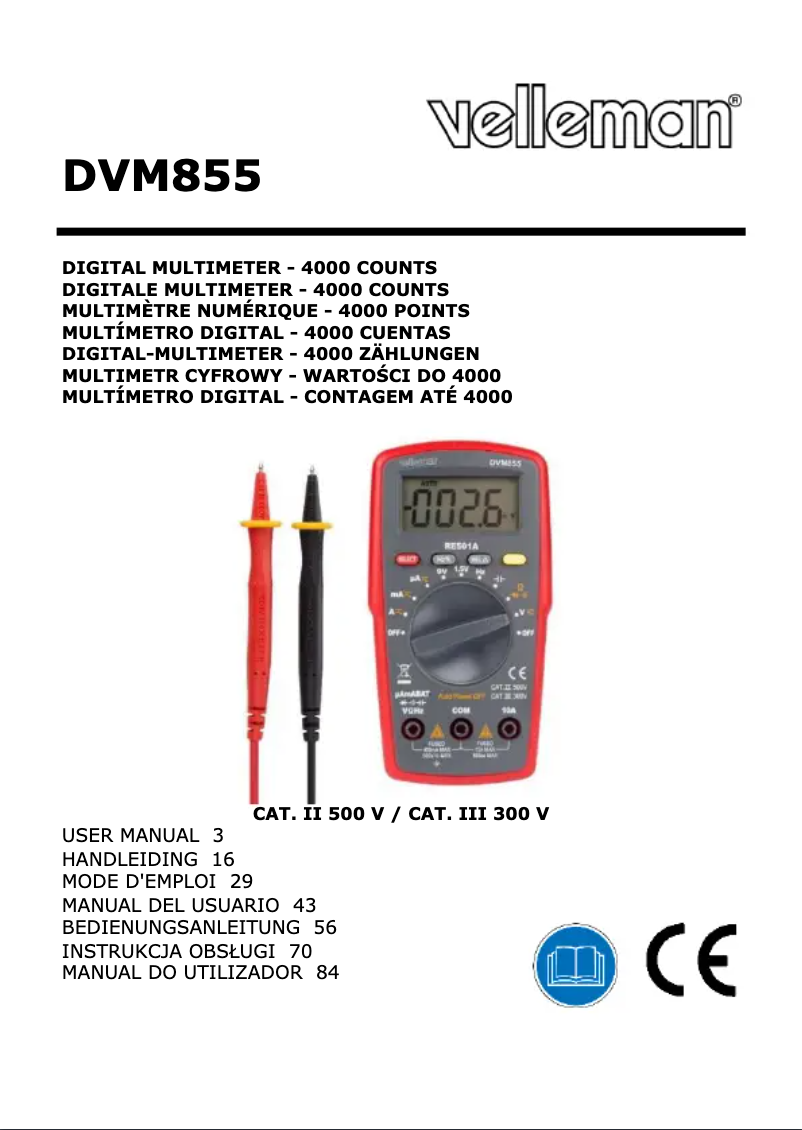 Página 1 del manual Manual de usuario Velleman DVM855