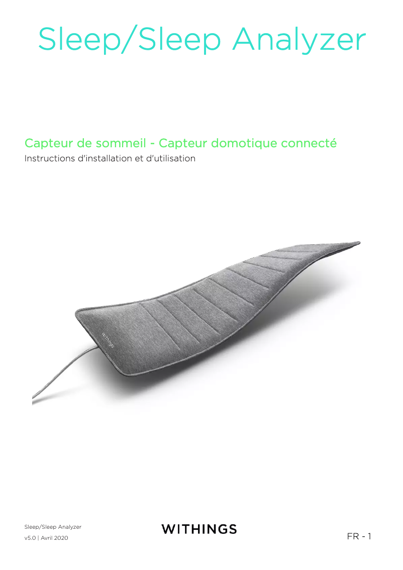 Page 1 de la notice Guide d'installation Withings Sleep