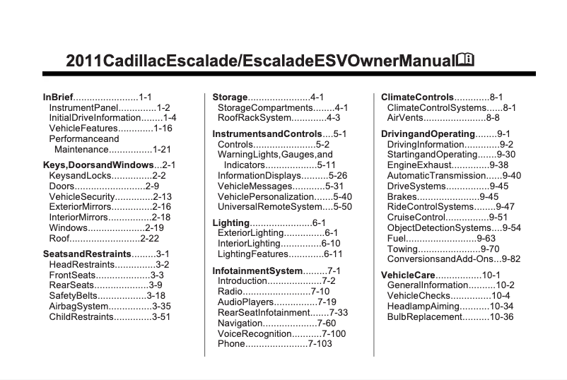 Página 1 del manual Manual de usuario Cadillac DTS (2011)