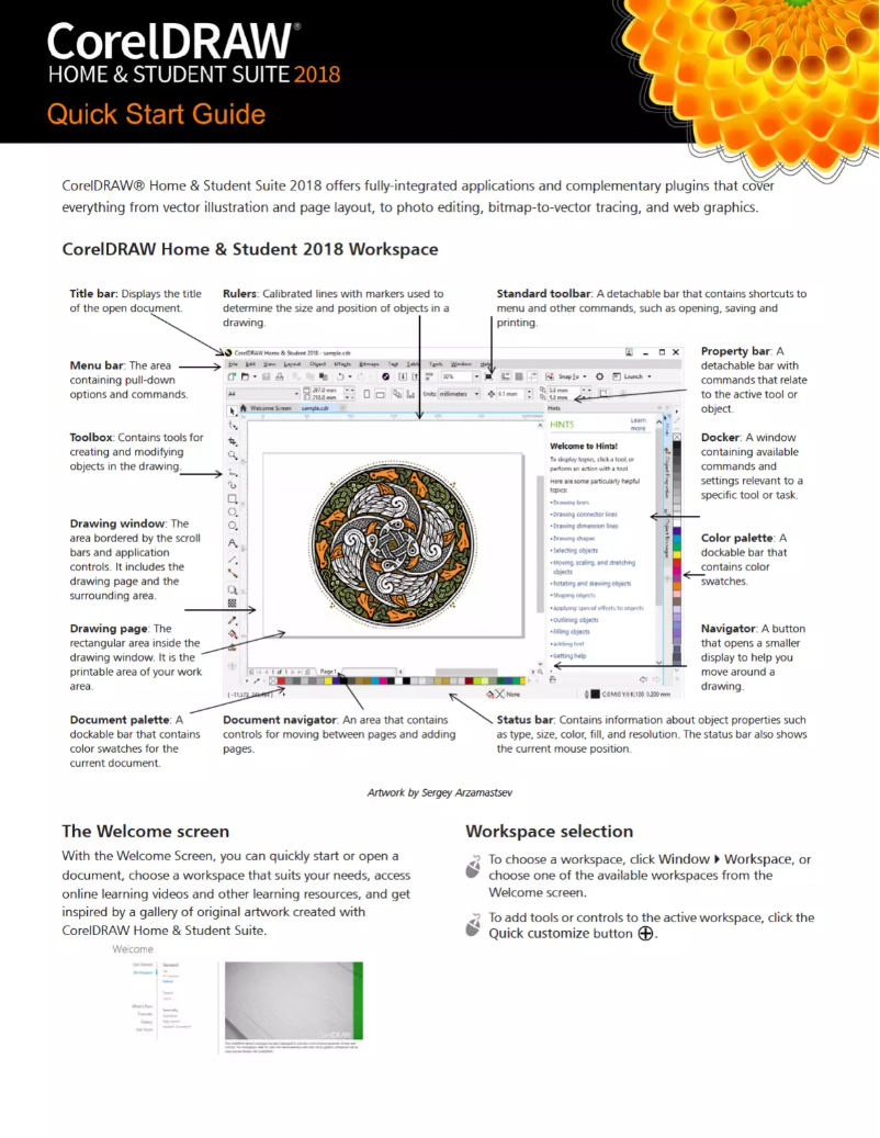 Page n°1 - Manuel utilisateur Corel DRAW Home & Student Suite 2018