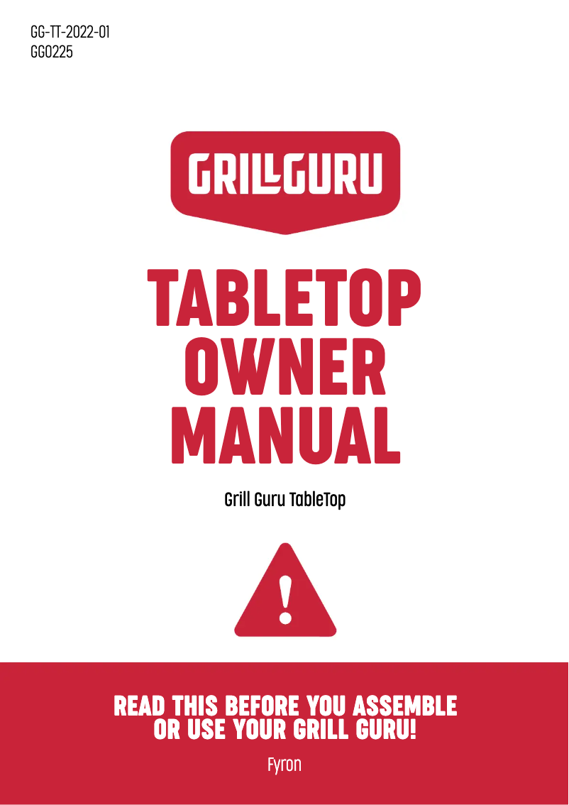 Page 1 de la notice Manuel utilisateur Grill Guru Ceramic Table Top