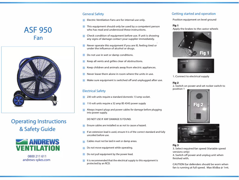 Page 1 de la notice Manuel utilisateur Andrews ASF 950