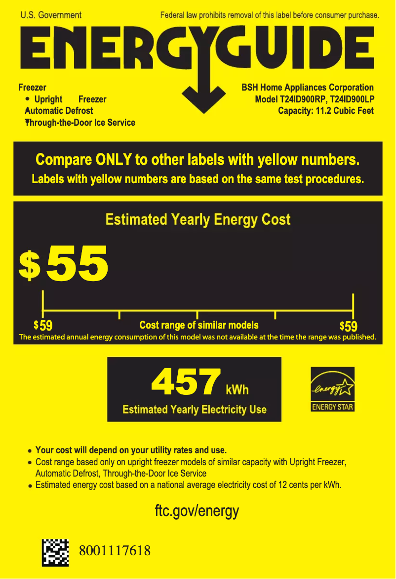 Page 1 de la notice Label énergétique Thermador T24ID900RP