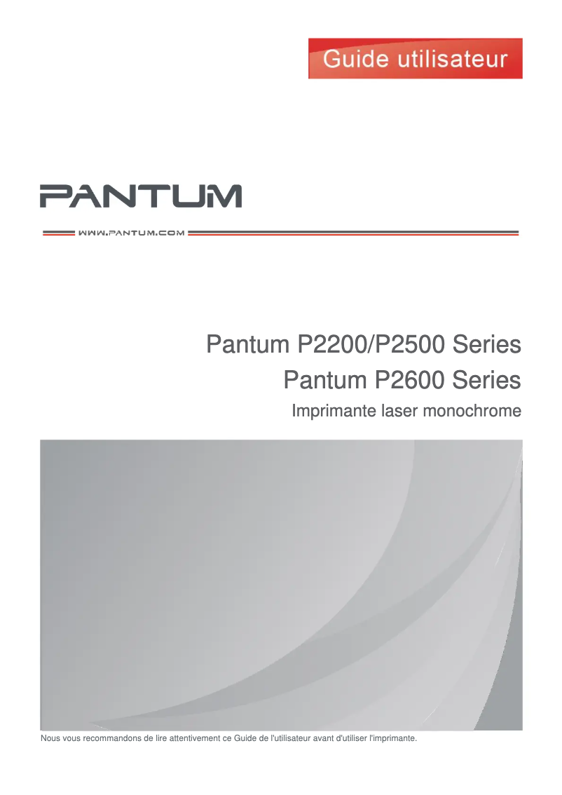 Page 1 de la notice Manuel utilisateur Pantum P2500