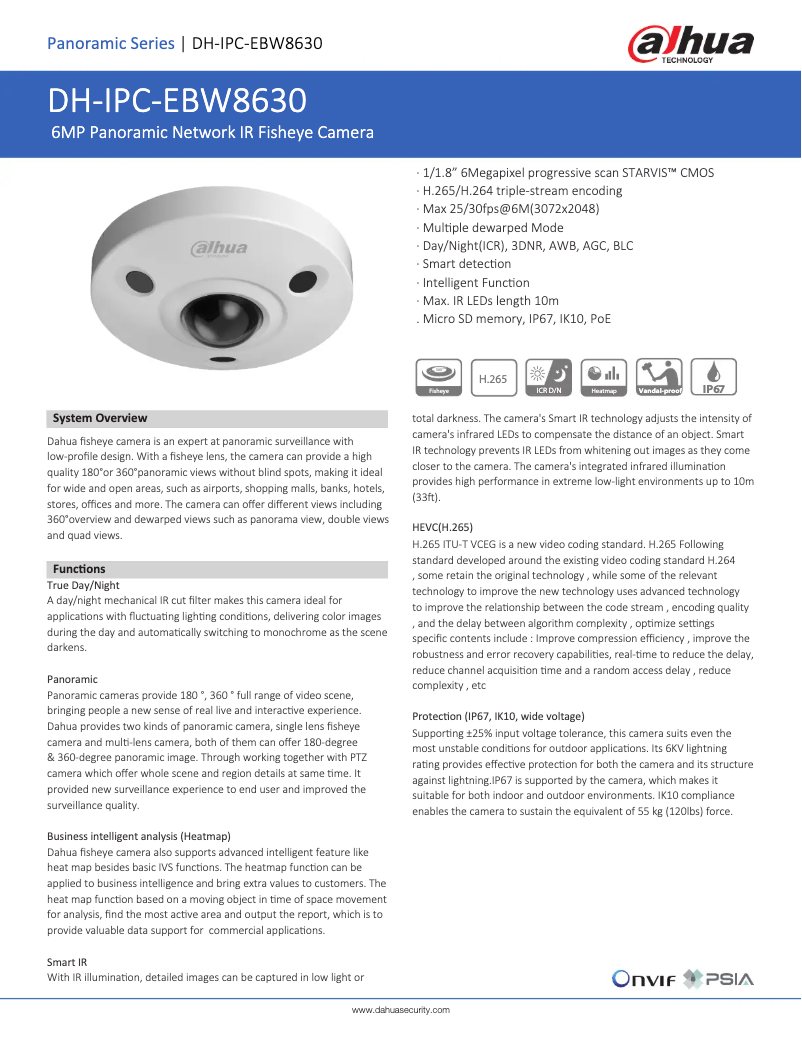 Page n°1 - Fiche technique Dahua Technology IPC-EBW8630