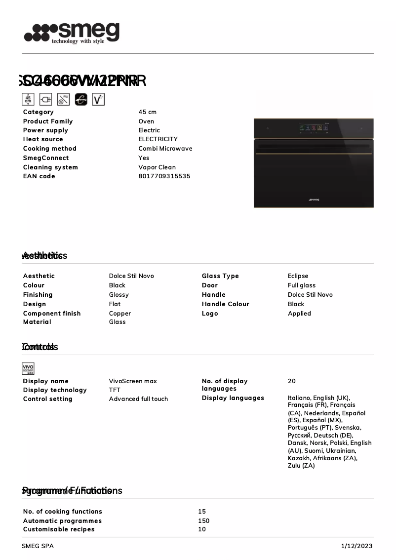 Image de la première page du manuel de l'appareil SO4606WM2PNR