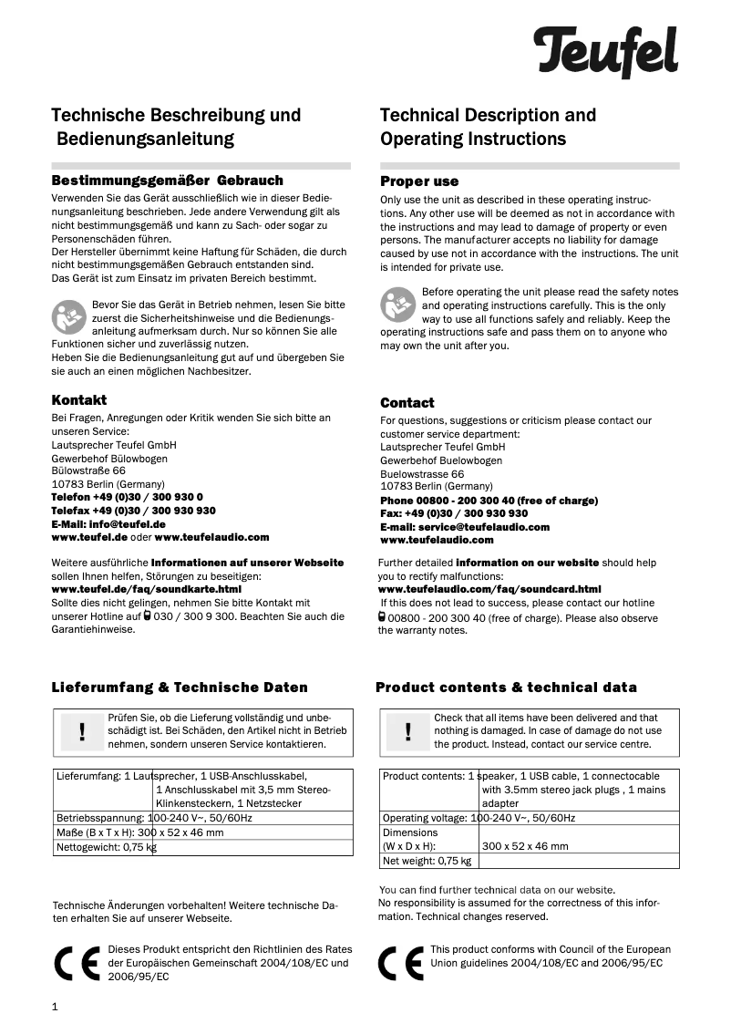 Page n°1 - Manuel utilisateur Teufel PC Bamster