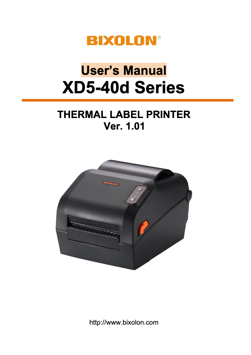 Page 1 de la notice Manuel utilisateur Bixolon XD5-43DEK