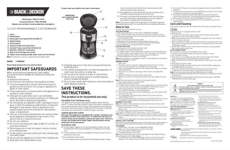 Página 1 del manual Manual de usuario Black & Decker CM4000S