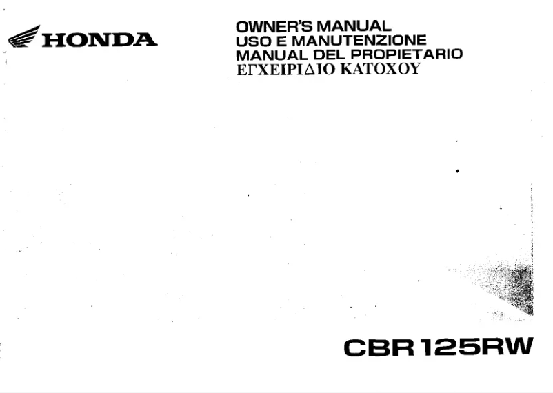 Image de la première page du manuel de l'appareil CBR125RW (2007)