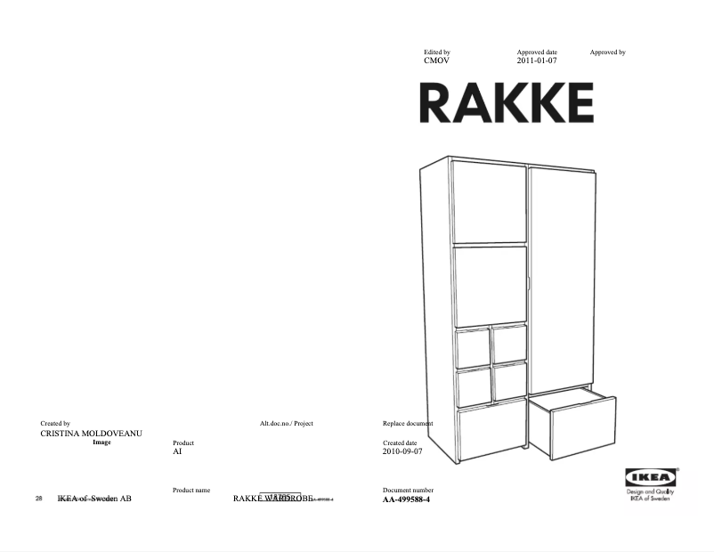 Page 1 de la notice Manuel utilisateur Ikea RAKKE
