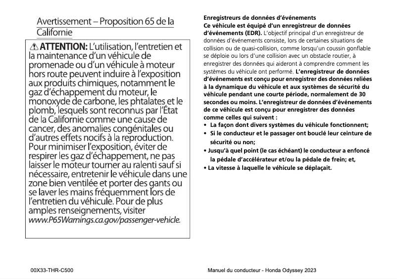 Image de la première page du manuel de l'appareil Odyssey (2023)