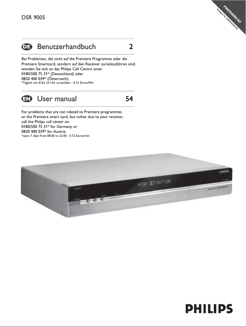 Image de la première page du manuel de l'appareil DSR9005