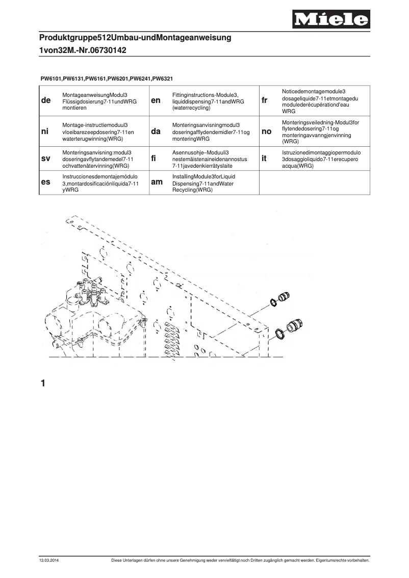 Page 1 de la notice Manuel utilisateur Miele MF 03-24/32