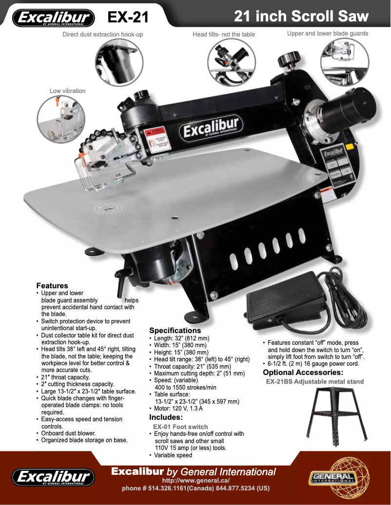Página 1 del manual Ficha técnica Excalibur EX-21