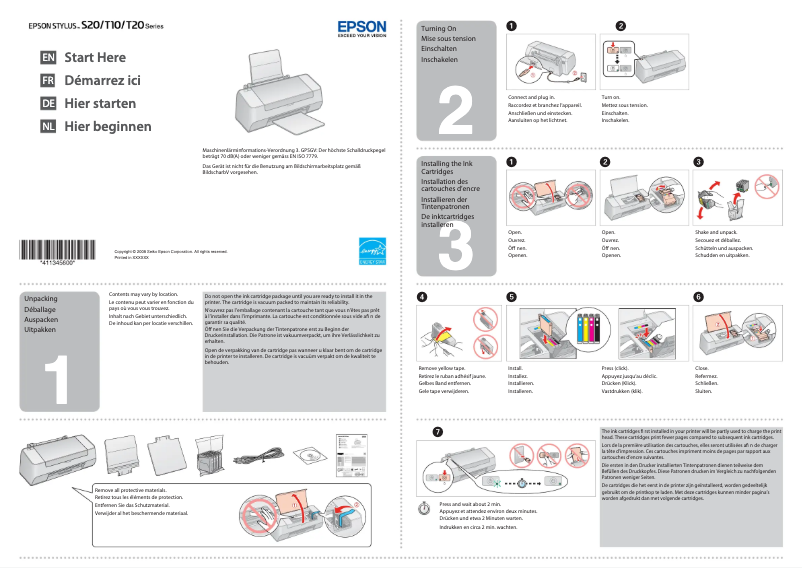 Page 1 de la notice Manuel utilisateur Epson Stylus T10