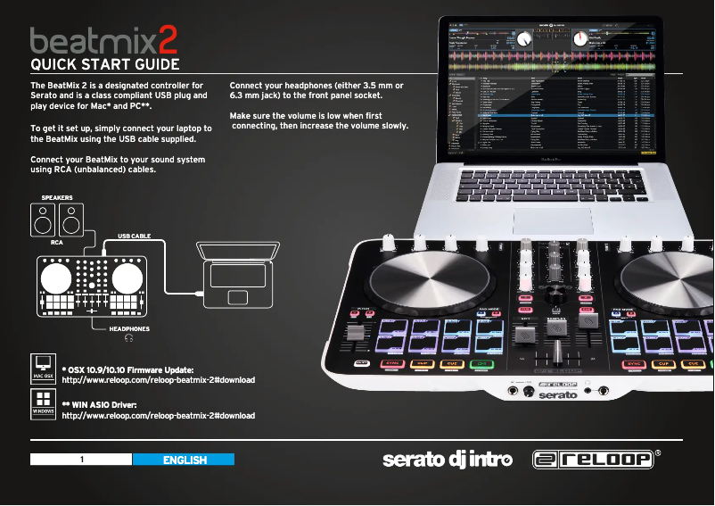 Page 1 de la notice Manuel utilisateur Reloop BeatMix 2