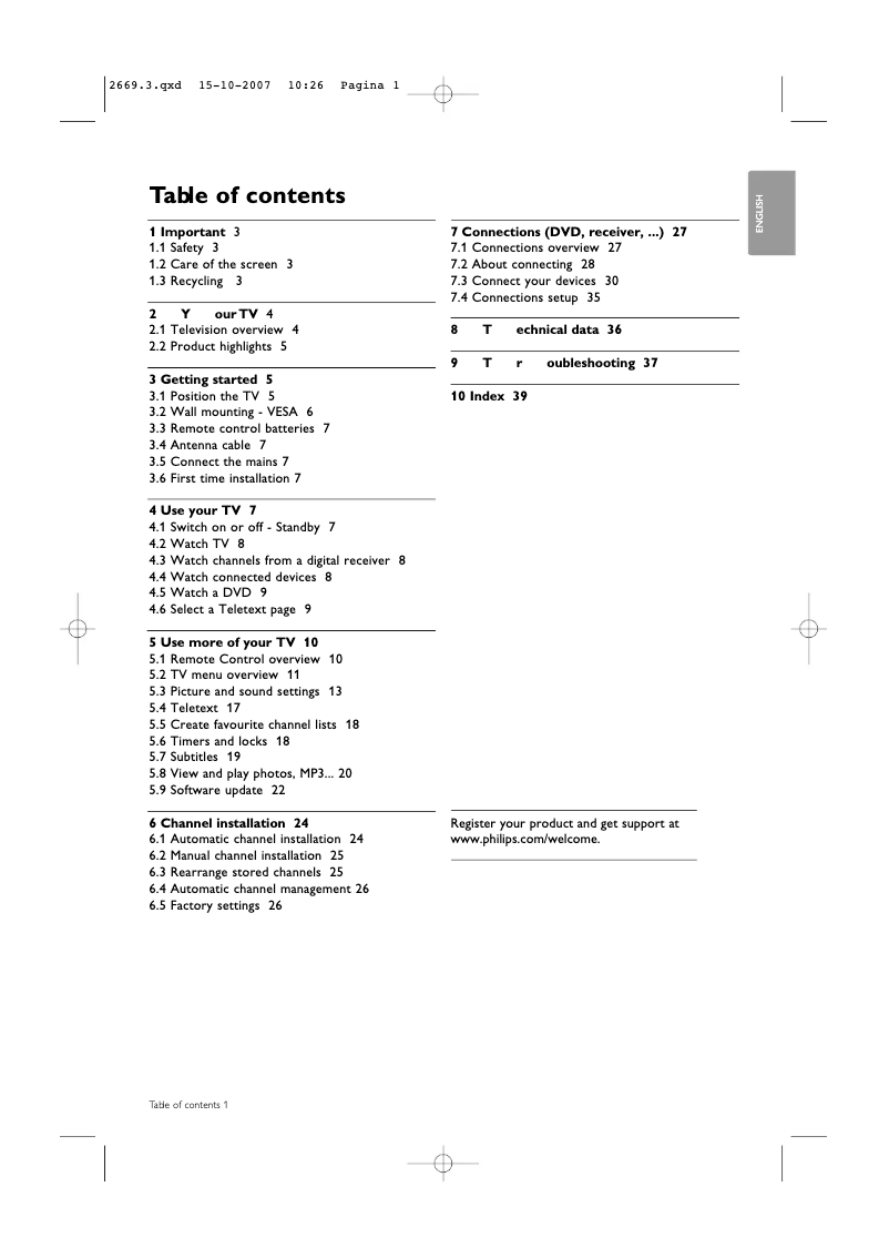 Page 1 of the manual User Manual Philips 32PFL9432