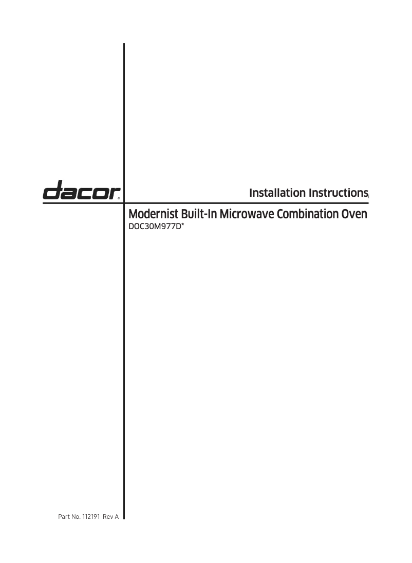 Page n°1 - Guide d'installation Dacor Modernist DOC30M977DS