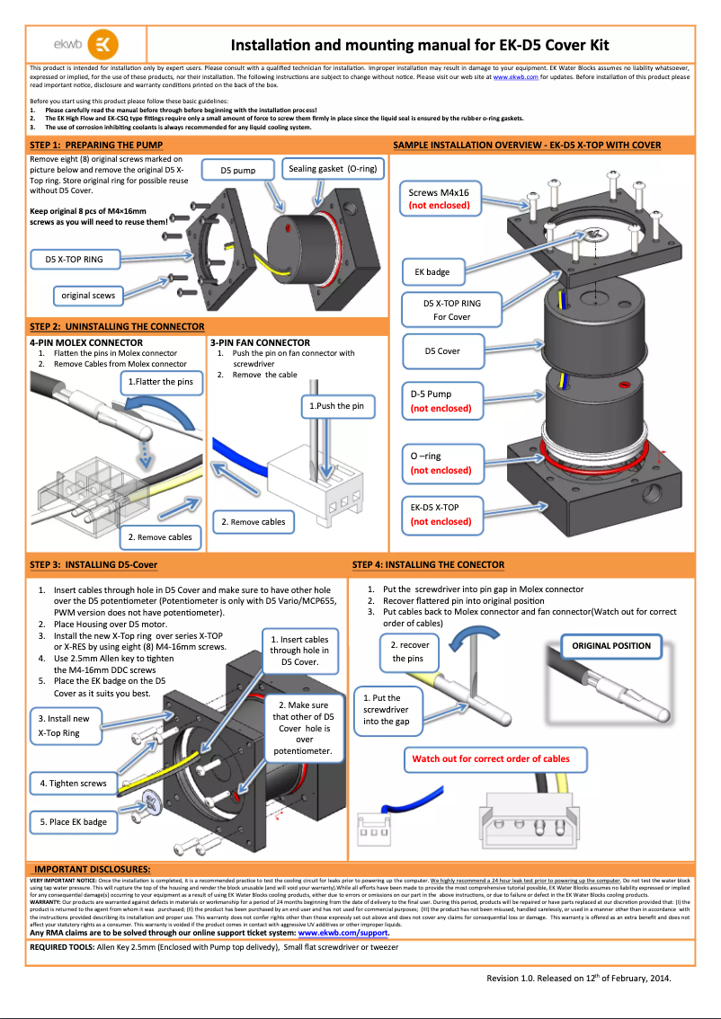 Page 1 de la notice Manuel utilisateur EK Water Blocks EK-D5