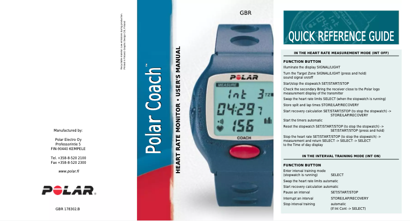 Image de la première page du manuel de l'appareil COACH