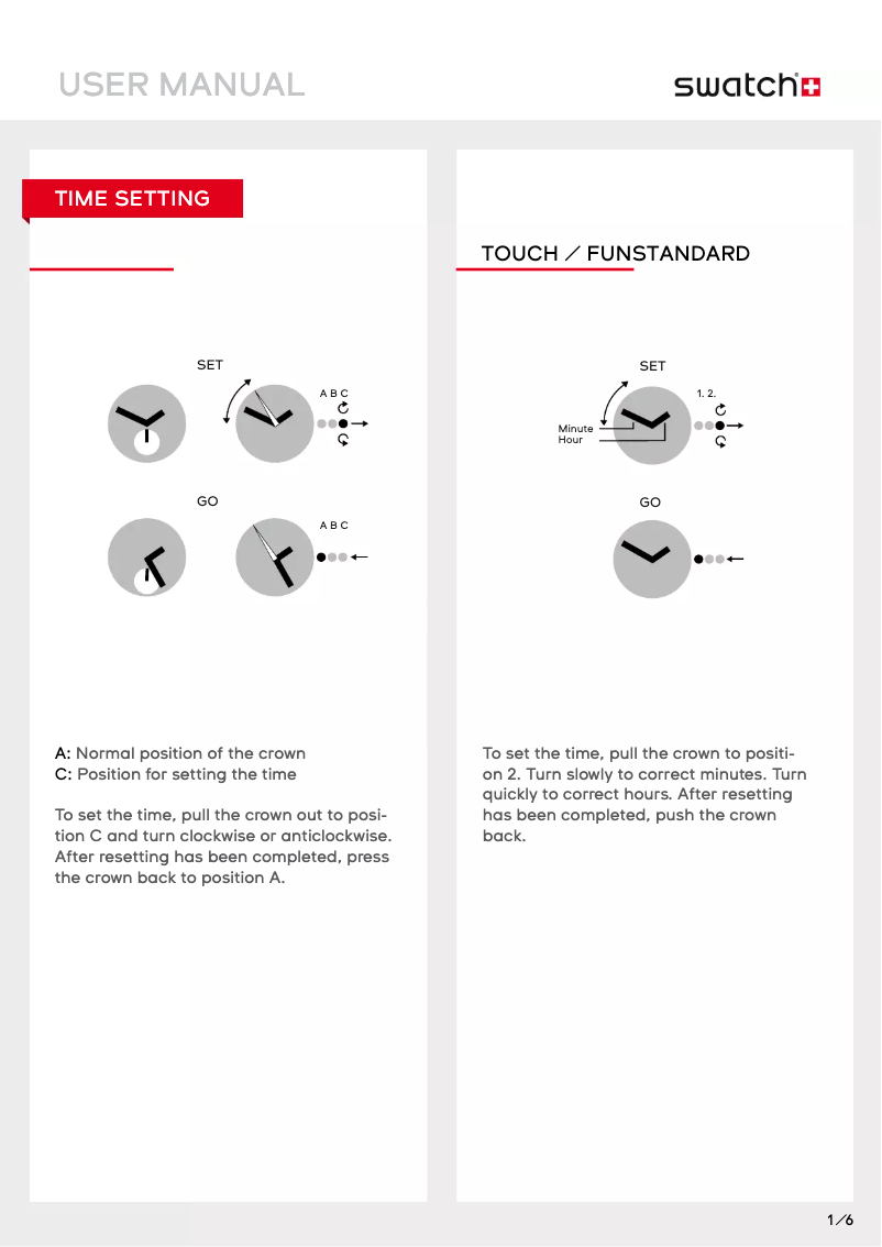 Page n°1 - Manuel utilisateur Swatch Fritz SUOB722