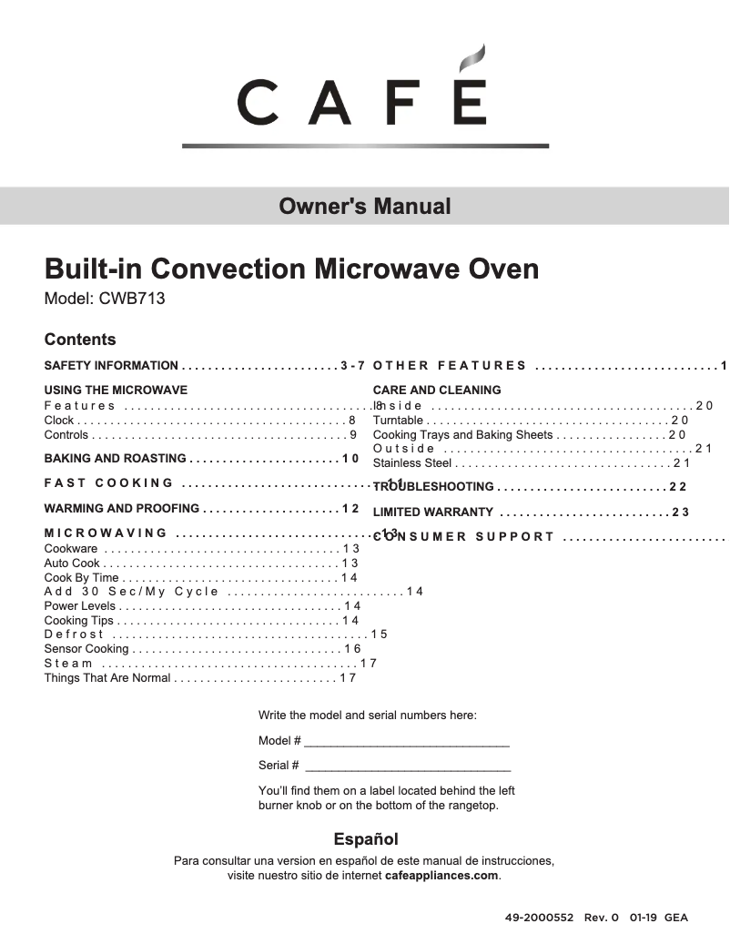 Image de la première page du manuel de l'appareil CWB713P2NS1