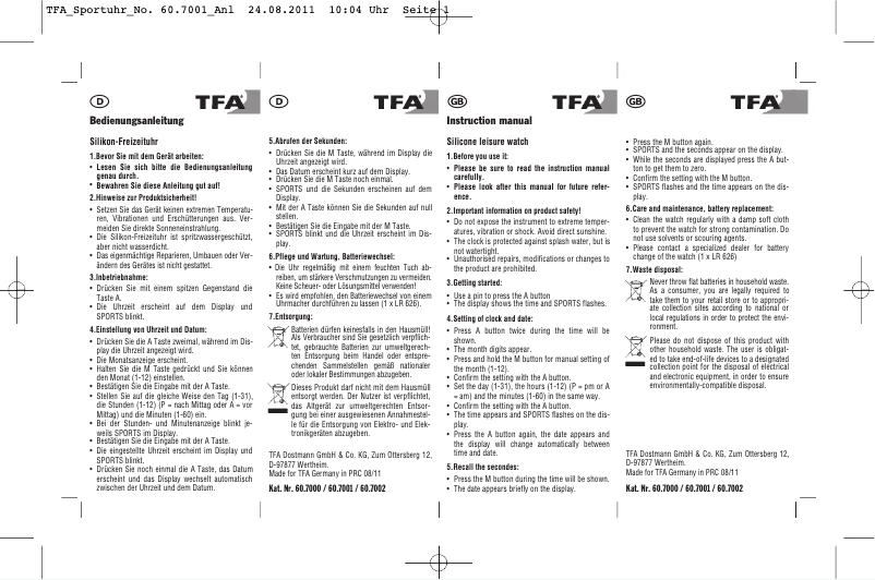 Image de la première page du manuel de l'appareil Silikon