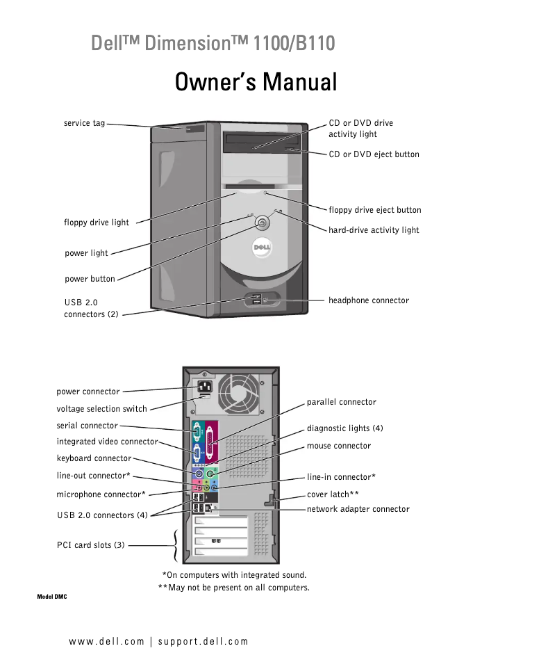Page n°1 - Manuel utilisateur Dell Dimension B110