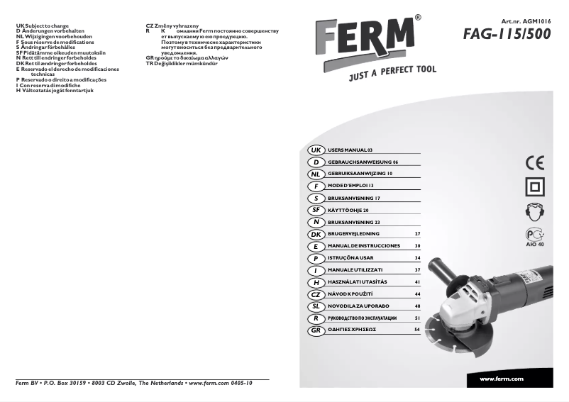 Imagen de la primera página del manual del dispositivo FAG-115/500