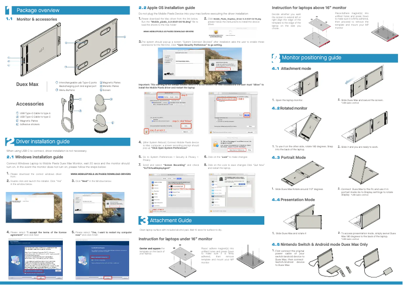 Page n°1 - Manuel utilisateur Mobile Pixels Duex Max