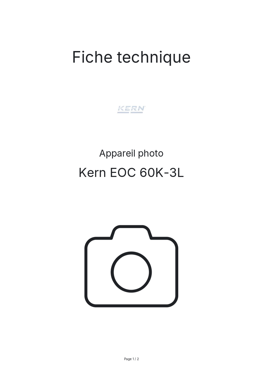 Page n°1 - Fiche technique Kern EOC 60K-3L