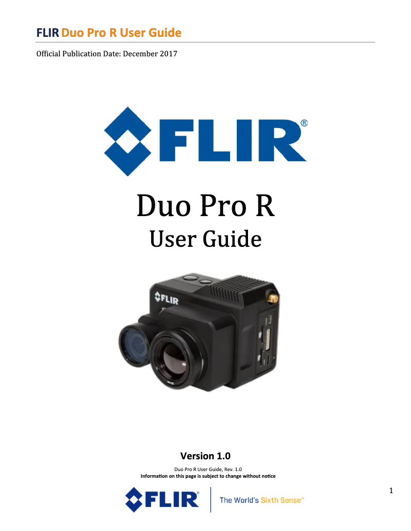Page 1 de la notice Manuel utilisateur FLIR Duo Pro R