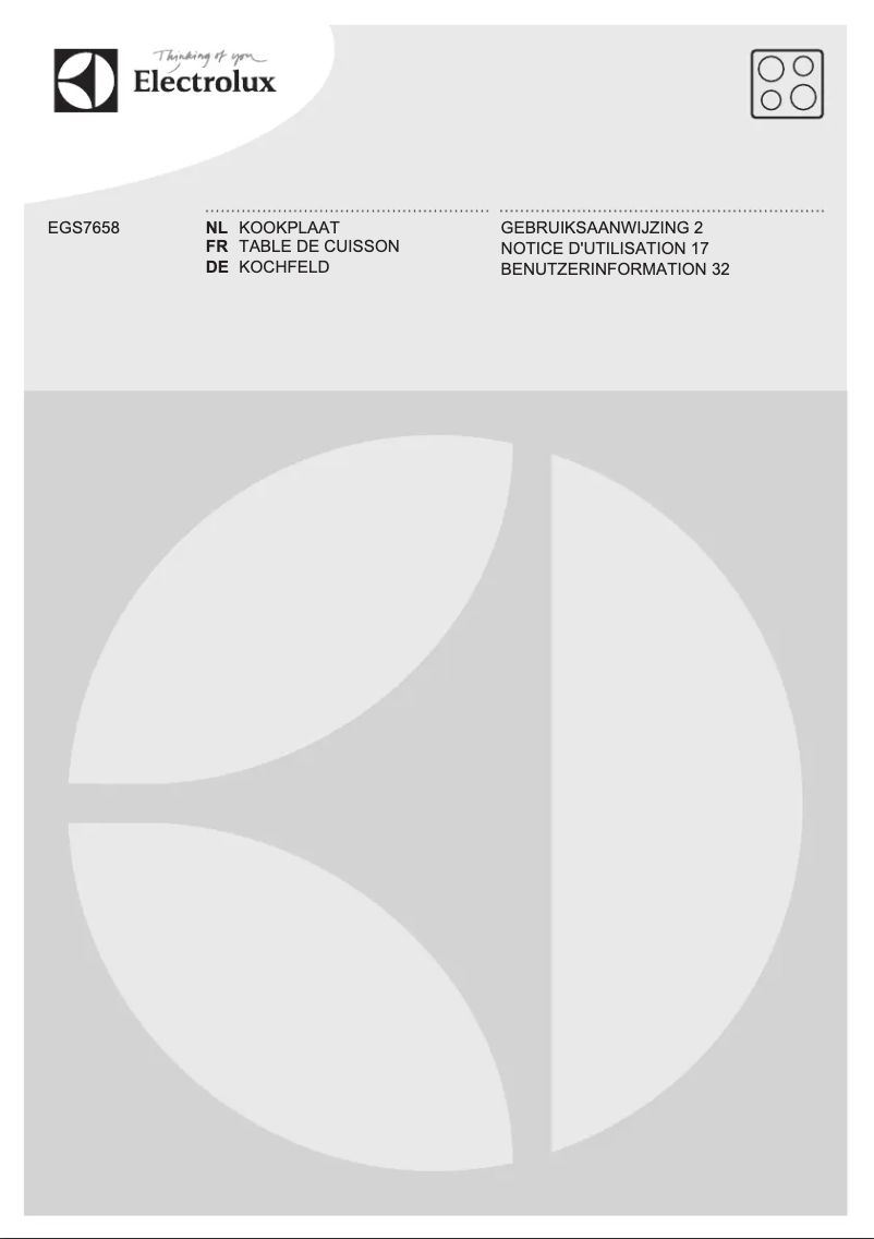 Page n°1 - Manuel utilisateur Electrolux EGS7658