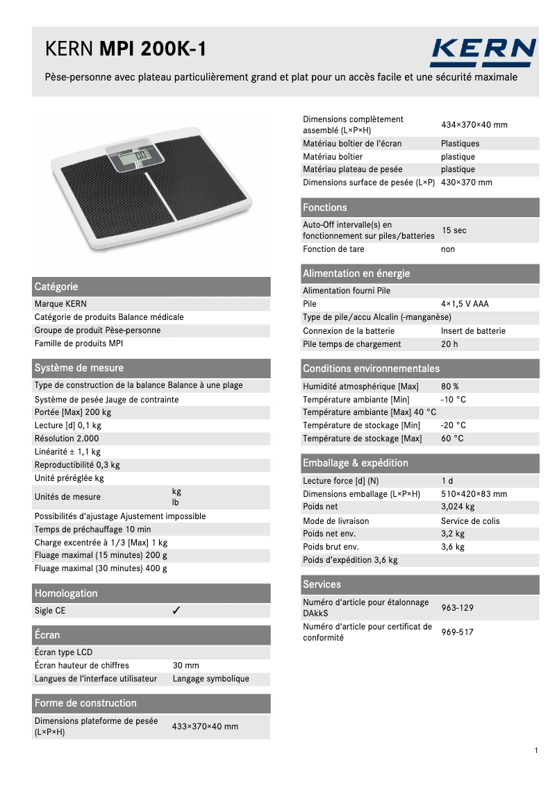 Image de la première page du manuel de l'appareil MPI 200K-1